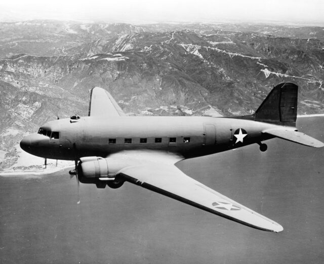 Douglas C-47 Skytrain in flight circa 1943