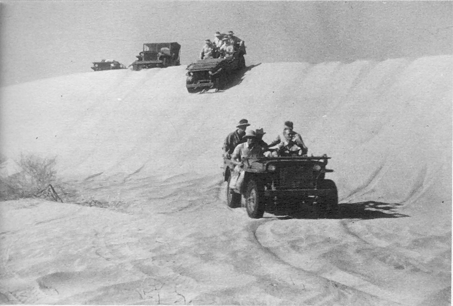 Jeeps in dunes