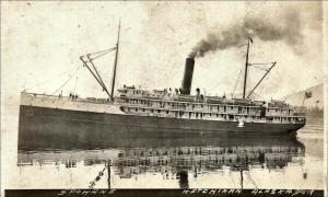 Early RPPC postcard of SS Spokane steamship before wreck disaster.
