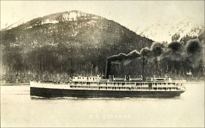 SS Spokane steamship, side view, enhanced photo